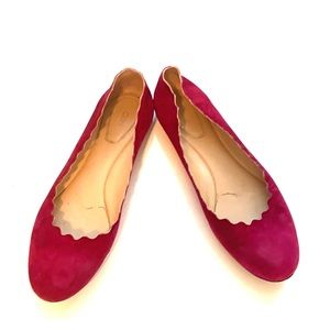 Chloe Suede Scalloped Ballet Flats